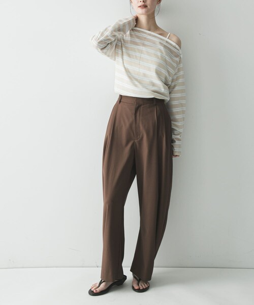 URBAN RESEARCH(アーバンリサーチ)の「マルチボーダー2WAYカットソー(Tシャツ/カットソー・レディース・RED/BEIGE/OFF WHITE・Free)」の18枚目の写真