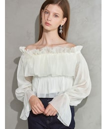 MERCURYDUO | シアーフリルブラウス(シャツ/ブラウス)