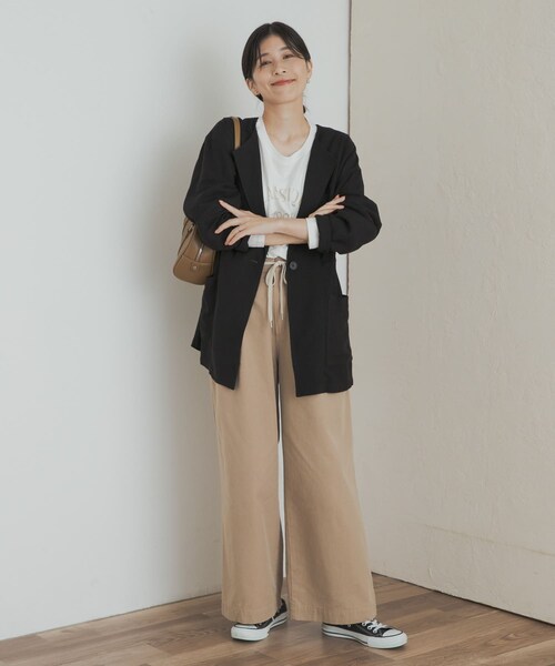 URBAN RESEARCH DOORS(アーバンリサーチドアーズ)の「ウエストドロストジャケット(テーラードジャケット・レディース・BLACK/BEIGE・M)」の9枚目の写真