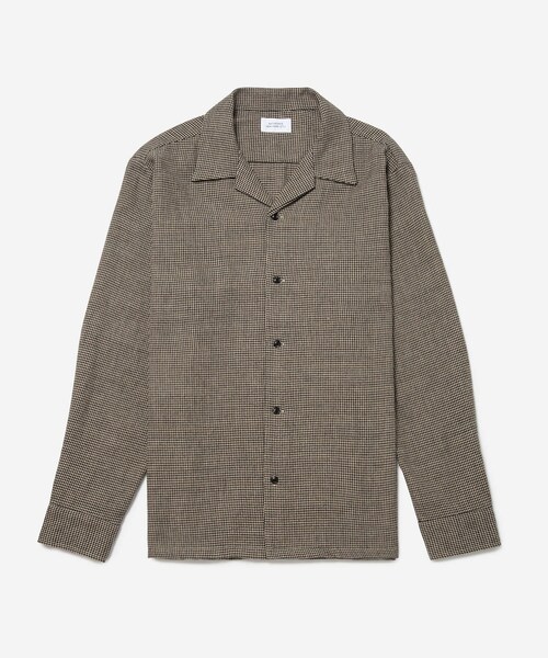 Saturdays NYC（サタデーズ ニューヨークシティ ）の「Open Collar Cotton Wool Twill Check L/S Shirt（シャツ/ブラウス・メンズ・ベージュ系/ブラック系・L/M/XL）」の2枚目の写真