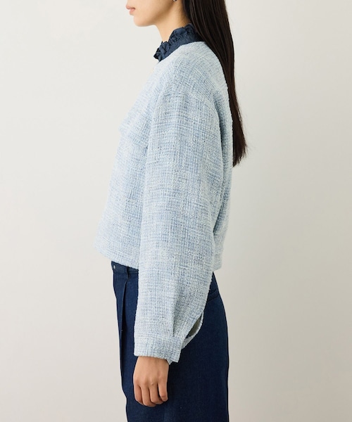 ROPE'（ロペ）の「ツイードノーカラージャケット（ノーカラージャケット・レディース・キナリ系/サックス・F）」の20枚目の写真