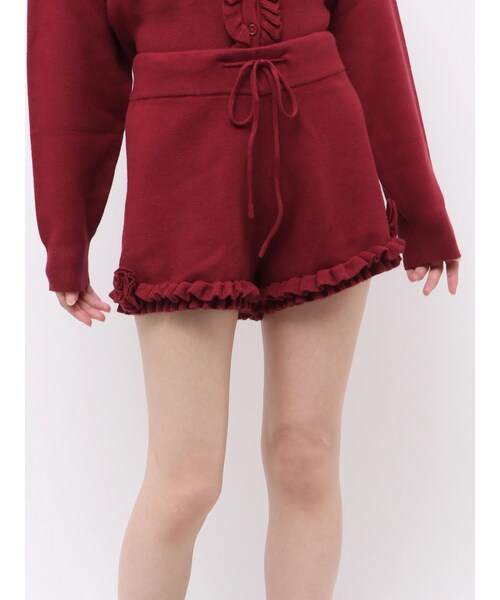 jouetie（ジュエティ）の「ローズフリルニットショートパンツ（その他パンツ・レディース・オフホワイト/グレー/ブラック/レッド・F）」の3枚目の写真