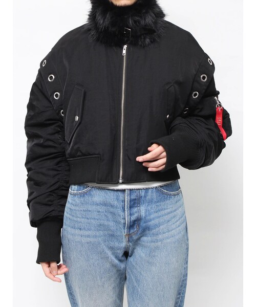 jouetie（ジュエティ）の「ギャザーリボンMA-1ベスト（ベスト・レディース・ブラック/ピンク/ボルドー/カーキ/アイボリー・M）」の5枚目の写真