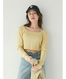 Ungrid | スクエアネックショートロングスリーブTee(Tシャツ/カットソー)