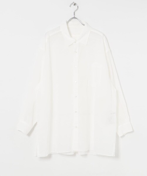 THE GOODLAND MARKET（ザグッドランドマーケット）の「『別注』MIDIUMISOLID×TGM　sheer voile shirts（シャツ/ブラウス・レディース・SAX/GRAY/OFF・one）」の5枚目の写真