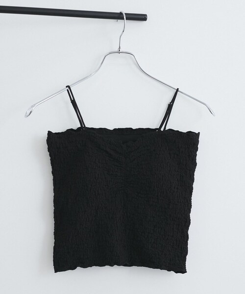 VIS(ビス)の「【洗える】シャーリングキャミソール(キャミソール・レディース・ブラック/ホワイト/ピンク系・F)」の7枚目の写真