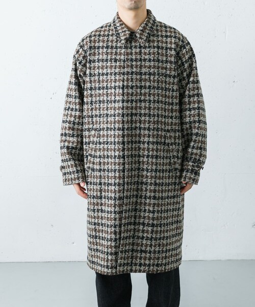 URBAN RESEARCH(アーバンリサーチ)の「semoh Check Coat(ステンカラーコート・メンズ・BEIGE・2)」の4枚目の写真