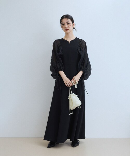 ADAM ET ROPE'（アダムエロペ）の「シアースリーブコンビドレス（ドレス・レディース・ブラック/ブラック系/ネイビー系・36/38）」の9枚目の写真