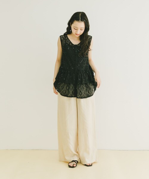 ITEMS URBANRESEARCH(アイテムズ アーバンリサーチ)の「シアースパンコールペプラムトップス(その他トップス・レディース・L.BEG/BLK・FREE)」の7枚目の写真