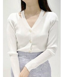 MERCURYDUO | スリット入りランダムリブニットカーディガン(カーディガン/ボレロ)