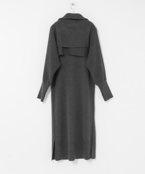 KBF（ケイビーエフ）の「ハーフZIPレイヤードニットワンピース（ワンピース・レディース・BEIGE/CHARCOAL・One）」の13枚目の写真