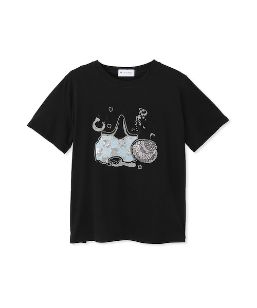 Jayro(ジャイロ)の「ラインストーンデザインTシャツ(Tシャツ/カットソー・レディース・ブラック系/ホワイト系・F)」の2枚目の写真