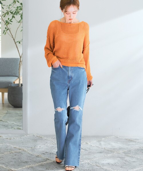 URBAN RESEARCH ROSSO（アーバンリサーチロッソ）の「NEEDBY heritage　BARBARA BOOT CUT DAMAGED（デニムパンツ・レディース・DAMAGELBLU・24/25/26）」の6枚目の写真