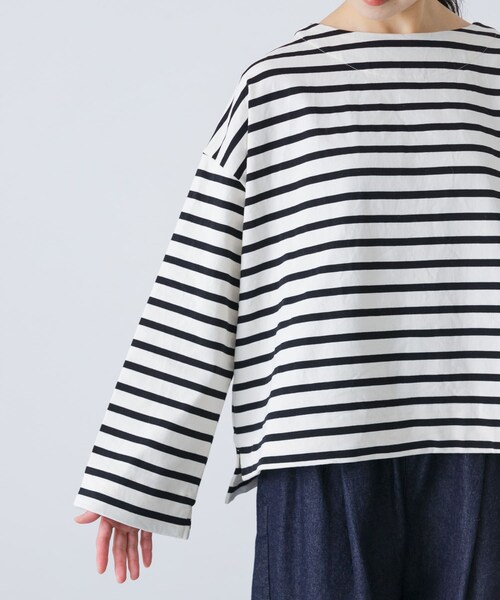 かぐれ(カグレ)の「コットンボートネックボーダーカットソー(Tシャツ/カットソー・レディース・OFF×BLK・Free)」の12枚目の写真