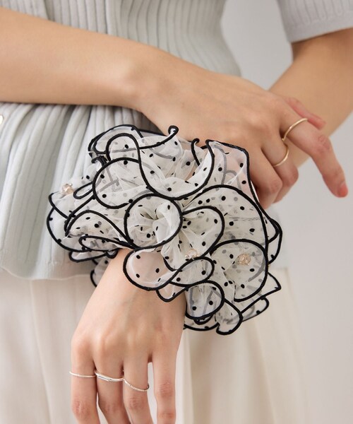 VIS（ビス）の「シアードットボリュームシュシュ（シュシュ・レディース・ブラック/ホワイト・F）」の7枚目の写真