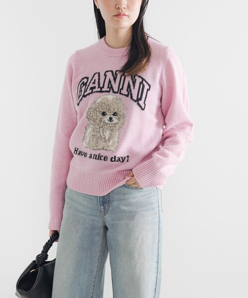 URBAN RESEARCH(アーバンリサーチ)の「GANNI Graphic Wool Mix Poodle(ニット/セーター・レディース・Chalk Pink・S)」の4枚目の写真
