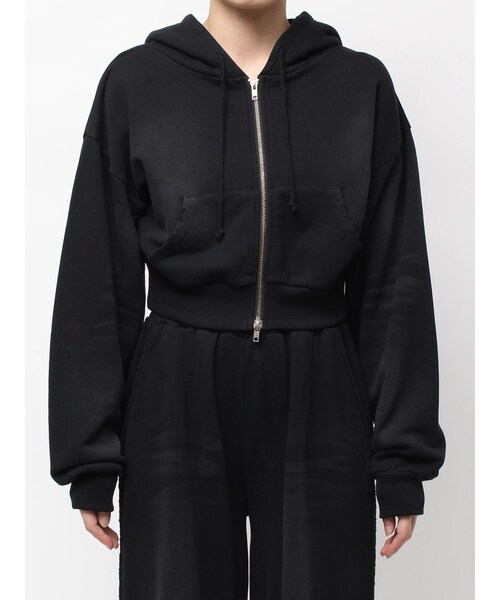 EMODA（エモダ）の「シェービングショートジップフーディ（パーカー・レディース・ライトグレー/グレー/ブラック・F）」の5枚目の写真