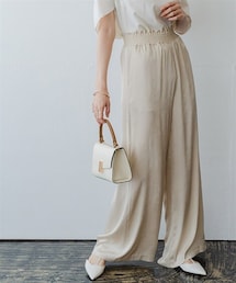 nissen | シャイニーサテンクラック柄ワイドパンツ（UVカット・吸汗速乾・接触冷感）＜大きいサイズ有＞(パンツ)