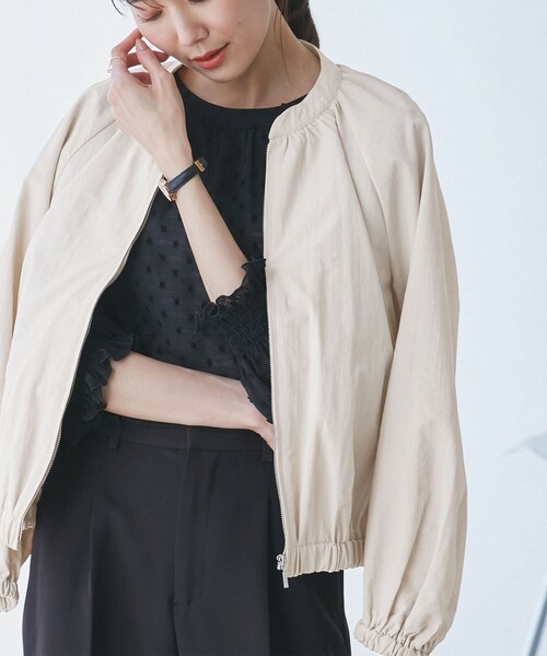 ROPE' PICNIC（ロペピクニック）の「【撥水加工・花粉ガード】リサイクルナイロンブルゾン（ブルゾン・レディース・チャコール/ホワイト系/ベージュ・38）」の3枚目の写真