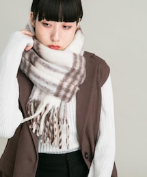 BIGフリンジチェックストール