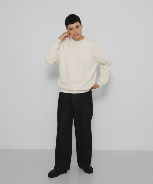 URBAN RESEARCH Sonny Label（アーバンリサーチサニーレーベル）の「裏起毛ワッフルリラックスフィットプルオーバー（Tシャツ/カットソー・メンズ・オフ/チャコール/カーキ・M/L/XL）」の14枚目の写真