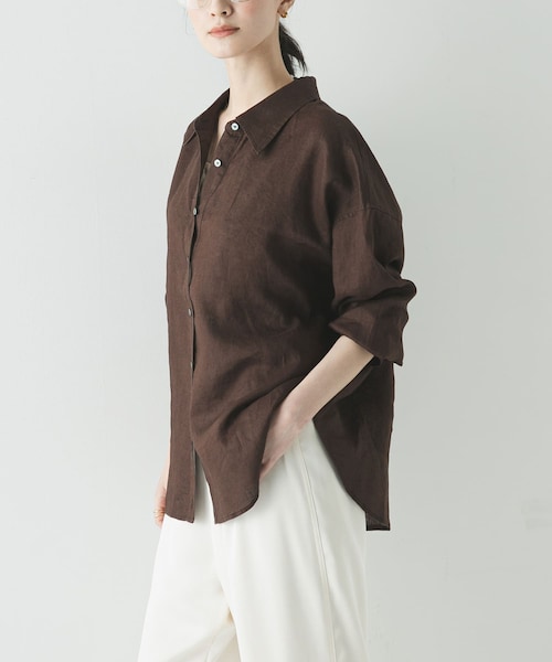 URBAN RESEARCH(アーバンリサーチ)の「リネン2WAYシャツ(シャツ/ブラウス・レディース・PINKSTRIPE/BROWN/BEIGE/BLUESTRIPE/WHITE/BEG STRIPE・Free)」の2枚目の写真