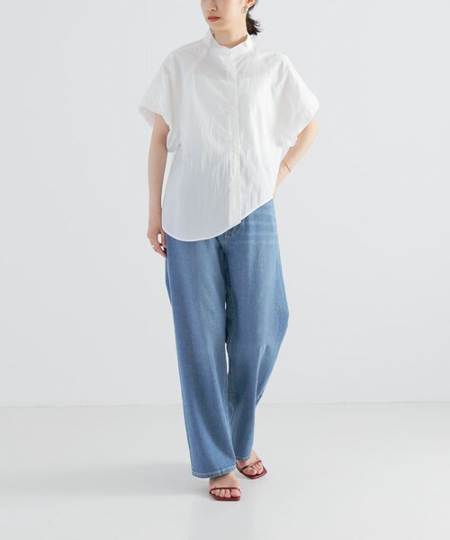 URBAN RESEARCH（アーバンリサーチ）の「綿ナイロンスタンドカラーブラウス（シャツ/ブラウス・レディース・BLU/OFF/NVY/BLK・FREE）」の8枚目の写真