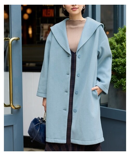 nissen（ニッセン）の「大きいサイズ 裏畔セーラーカラーハーフコート（ジャケット/アウター・レディース・黒/スモーキーブルー/アイボリー・L/LL/3L/4L/5L/6L/8L/10L）」の21枚目の写真