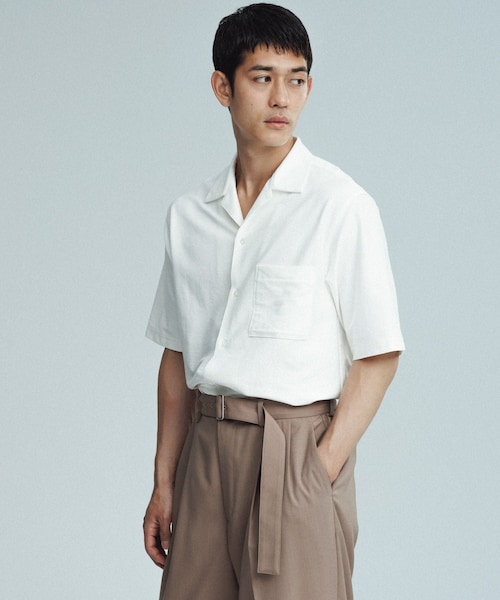 ADAM ET ROPE'(アダムエロペ)の「接触冷感【MINUS】オープンカラー シャツ(シャツ/ブラウス・メンズ・ブラック/ホワイト/グリーン系/ネイビー・L/M)」の1枚目の写真