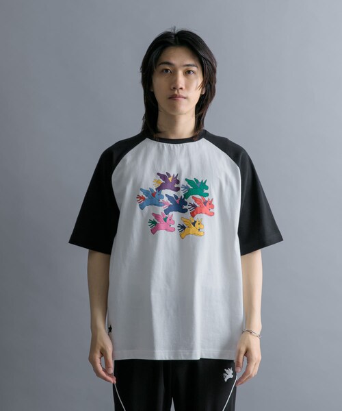 SENSE OF PLACE by URBAN RESEARCH(センスオブプレイスバイアーバンリサーチ)の「『別注』SHUHEI KOKI×SENSE OF PLACE ラグランTシャツ(Tシャツ/カットソー・メンズ・WHT×BLK/CHA×BLK/WHT×L.BLU・M/L)」の5枚目の写真