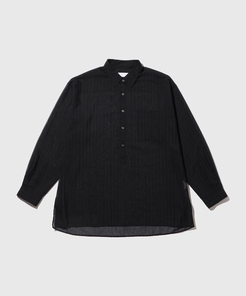 ADAM ET ROPE'(アダムエロペ)の「シアー パターンド ロングスリーブ プルオーバー シャツ(シャツ/ブラウス・メンズ・ブラック/ベージュ系・L/M)」の2枚目の写真