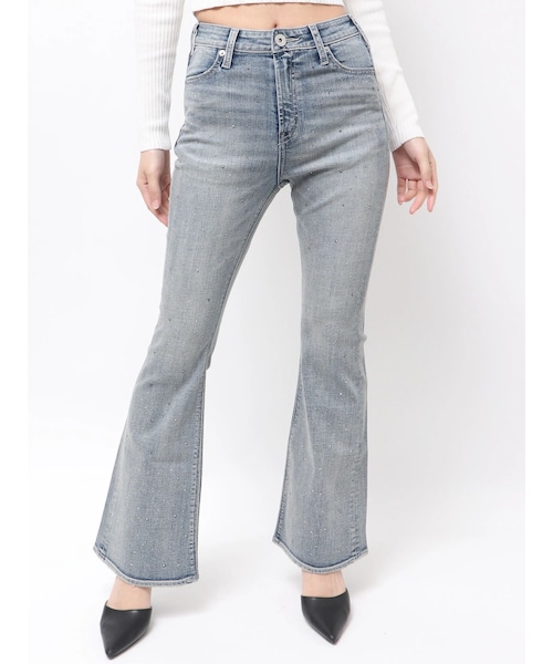 GYDA（ジェイダ）の「ハイウエストbijouフレアデニムパンツ（デニムパンツ・レディース・ブラック/アイスブルー/インディゴ・XS/S/M）」の8枚目の写真