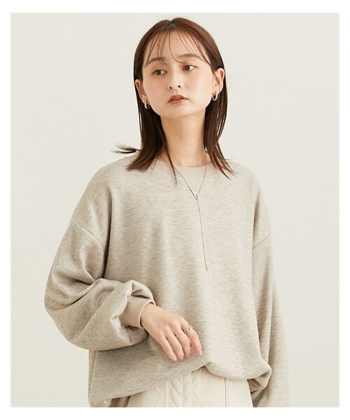 nissen（ニッセン）の「裏起毛ボリューム袖トレーナー（スウェット・レディース・エクリュ/ブラック/ダスティピンク/モカ/グレージュ/ドロップ/ネイビー/ダスティブルー/杢グレー/杢ベージュ/杢ブルー/杢ライトベージュ/杢チャコール/杢パープル・M/L/LL/S/3L）」の20枚目の写真