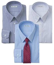 nissen | 抗菌防臭・形態安定長袖ワイシャツブルー系３枚組（レギュラーカラー）【大きいサイズ有】(ビジネスシャツ)