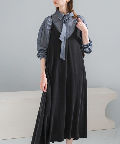URBAN RESEARCH ROSSO（アーバンリサーチロッソ）の「2WAYキュプラ混キャミワンピース（ワンピース・レディース・LIGHTBEIGE/BLUE/BLACK・Free）」の6枚目の写真