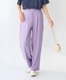 nissen | 大きいサイズ のびるとろみタックワイドパンツ（ゆったりヒップ）(パンツ)