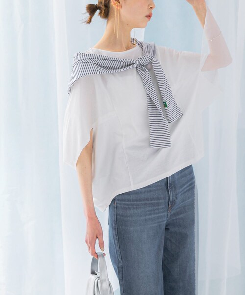 URBAN RESEARCH ROSSO（アーバンリサーチロッソ）の「『一部WEB限定カラー』汗染防止5分袖ドルマンプルオーバー（Tシャツ/カットソー・レディース・D/NAVY/OFF WHITE/L/GREIGE/BLUE/BROWN/BORDEAUX・FREE）」の13枚目の写真