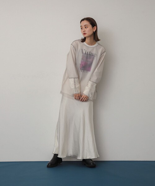 SENSE OF PLACE by URBAN RESEARCH(センスオブプレイスバイアーバンリサーチ)の「シアーチュールトップ(Tシャツ/カットソー・レディース・IVO×GRY/BEG×IVO/C.GRY×GRY/BLK×C.GRY・one)」の10枚目の写真