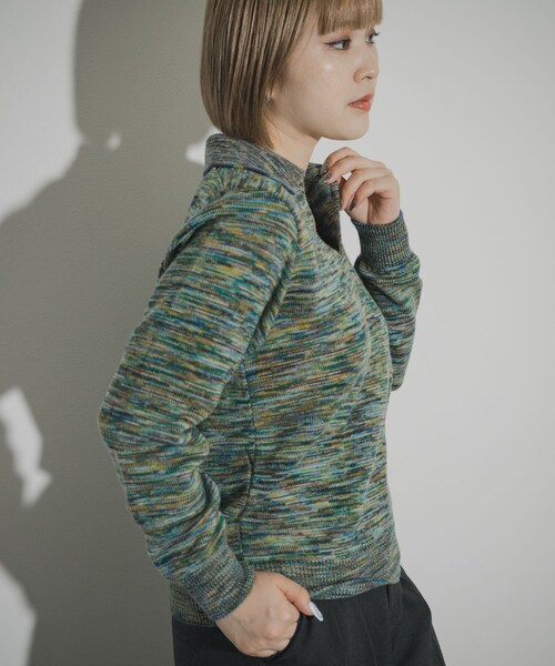 THE GOODLAND MARKET（ザグッドランドマーケット）の「COOHEM　ONI KASURI WOOL KNIT PULLOVER（ニット/セーター・レディース・04BLUE/02RED・Free）」の7枚目の写真