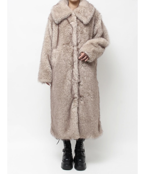 EVRIS（エヴリス）の「フェイクファーロングコート（その他アウター・レディース・ベージュ/モカ・F）」の2枚目の写真