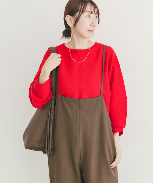ITEMS URBANRESEARCH（アイテムズ アーバンリサーチ）の「バナナスリーブニット（ニット/セーター・レディース・OFF×BLK/RED/GRY/NVY×OFF・FREE）」の4枚目の写真