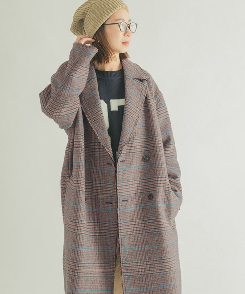 URBAN RESEARCH DOORS(アーバンリサーチドアーズ)の「FORK&SPOON チェックダブルコート(チェスターコート・レディース・BRNCHK/CHCCHK・1)」の11枚目の写真