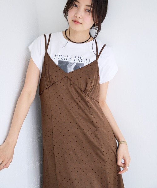 VIS(ビス)の「ドットサテンキャミワンピース(ワンピース・レディース・ホワイト系/ブラウン系・M/S)」の17枚目の写真