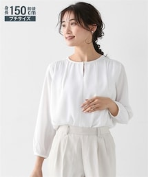 nissen | 小さいサイズ　バーホック付き7分袖ブラウス　低身長さん・小柄女性(シャツ/ブラウス)