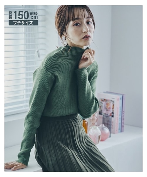nissen（ニッセン）の「小さいサイズ　ボトルネックニット　低身長さん・小柄女性（ニット/セーター・レディース・ホワイト/ブラック/グリーン/オレンジ/ベージュ・PSS/PS/PM/PL）」の9枚目の写真