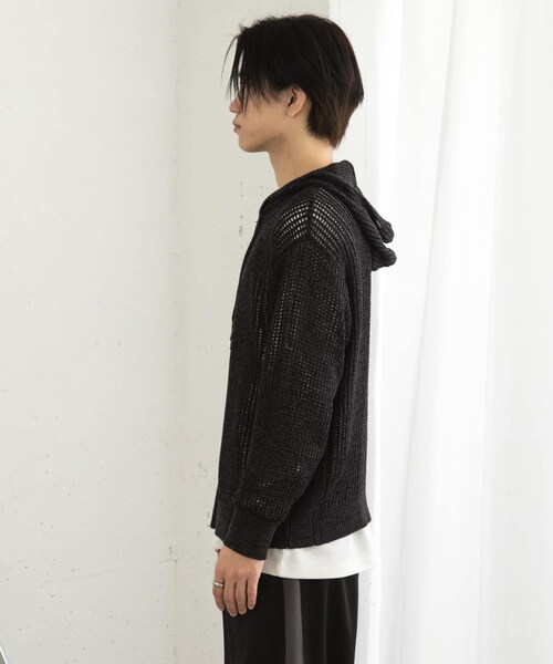 SENSE OF PLACE by URBAN RESEARCH(センスオブプレイスバイアーバンリサーチ)の「シアーメッシュフーディージップパーカー(パーカー・メンズ・BLACK/BROWN/GREIGE・M/L)」の15枚目の写真