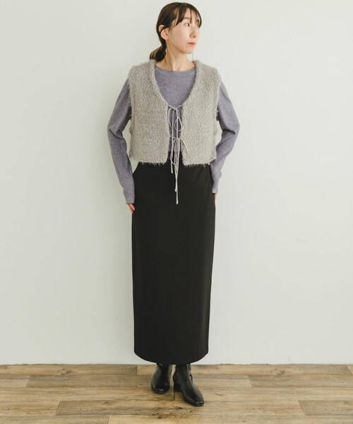 ITEMS URBANRESEARCH(アイテムズ アーバンリサーチ)の「裏起毛ポンチスカート(スカート・レディース・BLK/BRN/CHA・FREE)」の7枚目の写真
