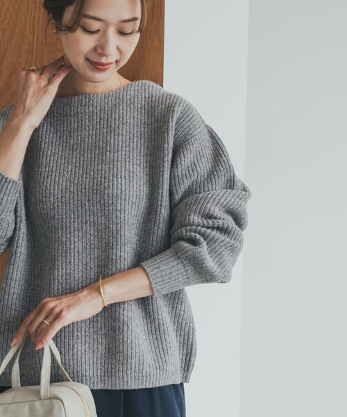 URBAN RESEARCH DOORS（アーバンリサーチドアーズ）の「ハミルトンウール畦ボートネックプルオーバー（ニット/セーター・レディース・MIX GRAY/YELLOW/MIX BROWN・M）」の8枚目の写真