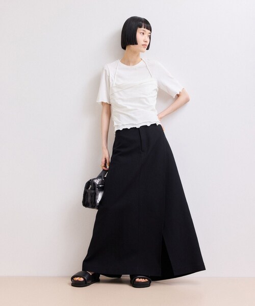 ADAM ET ROPE'(アダムエロペ)の「【WEB限定】ベアトップレイヤードカットソー(Tシャツ/カットソー・レディース・ホワイト/ダークブラウン/ネイビー・F)」の6枚目の写真