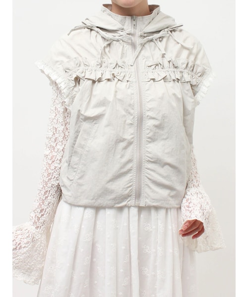 merry jenny フリルカラーフェイクファージャケット アイボリー merry jenny（メリージェニー）の「フリルカラーフェイクファー